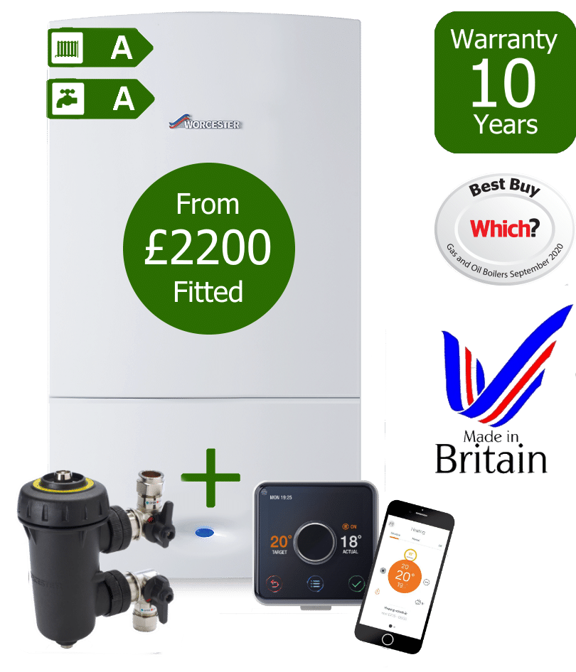 Worcester Bosch Greenstar CDi Compact Combi Boiler with Worcester Bosch Filter & Hive wireless programmable room thermostat